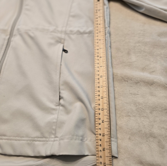 White Zip-Up Rain Coat with Hood - Picture 7 of 8